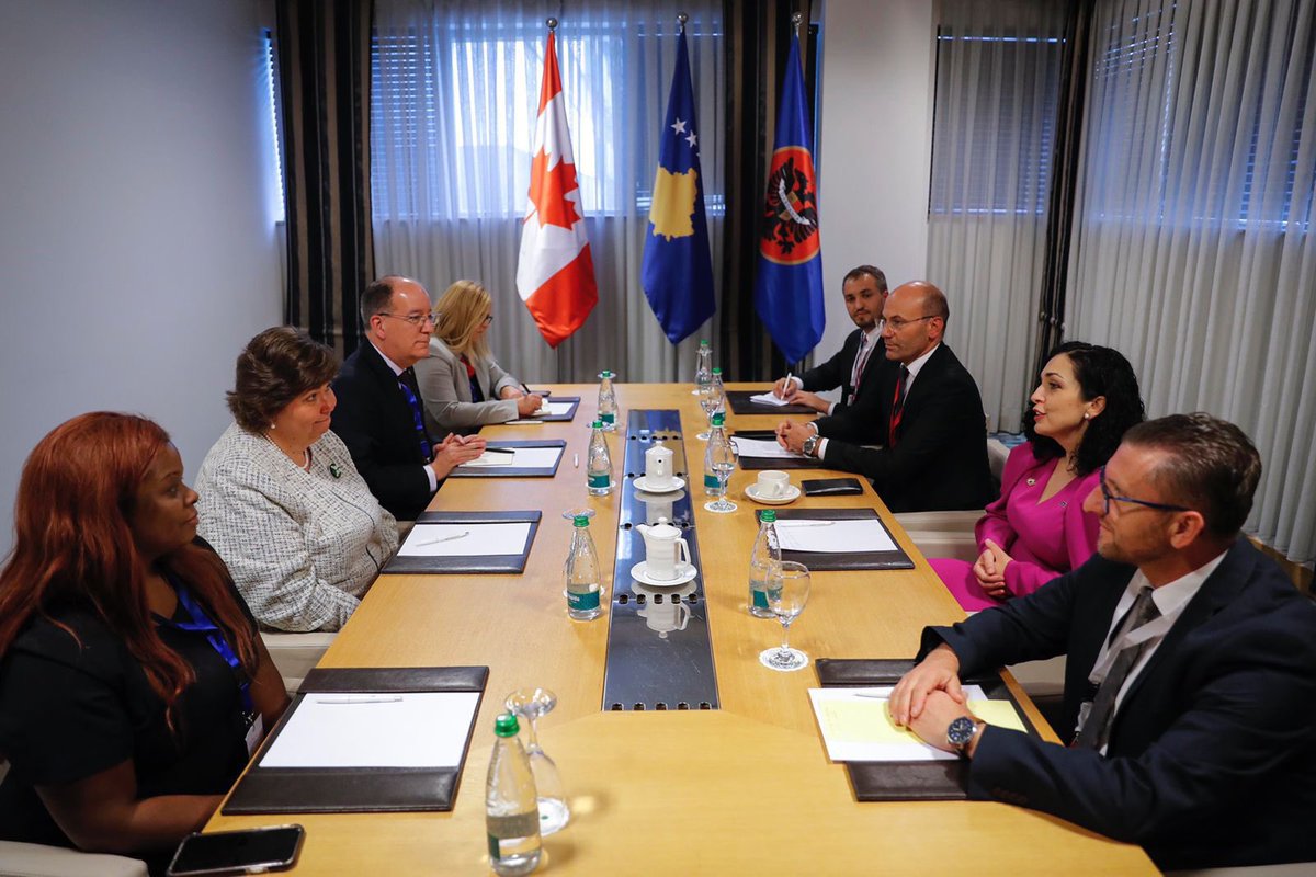 anitavandenbeld's tweet photo. Thankyou to President of Kosovo @VjosaOsmaniPRKS for inviting me to speak at #WPSRK2022 and for your leadership on #WomenPeaceSecurity around the world. It was a pleasure to meet you again to discuss our shared values & the strong relationship between Canada and #Kosovo. #SC1325 https://t.co/xhNHEubCzv