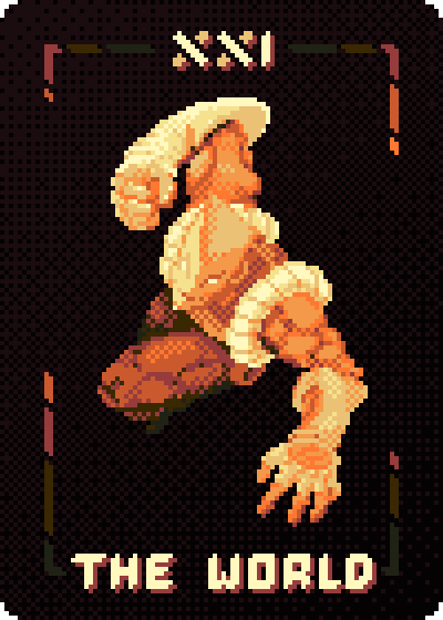 im_woopy's tweet photo. my entry for the monthly challenge at my work themed *Tarot Card*, behold the world #pixelart #JOJOsBizzareAdventure #tarot https://t.co/Gxwqn8uypJ