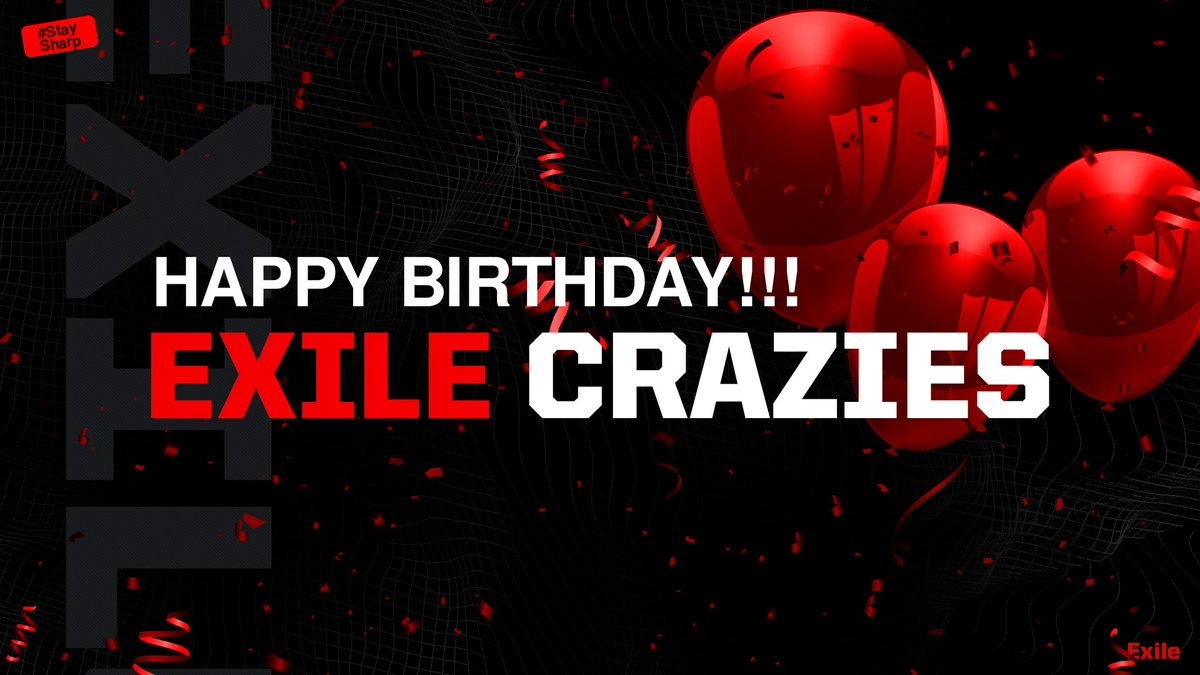 Someone is getting really old...

On behalf of the whole ExiLe Gaming family, happy birthday <a href="/xCrazies/">Crazies</a>! We hope you had a great day! 🎉🎈

#ExiLeFam | #StaySharp⚔️