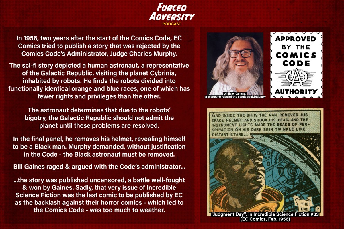 ForcedAdversity's tweet photo. Recording the Comics Code episodes*, this particular anecdote stuck with Morgan &amp; me. EC Comics head Bill Gaines was a hero &amp; a rebel, ahead of his time. 
Fredric Wertham gets more historical real estate, but Gaines deserves more respect. 

*yep it's 2 episodes now https://t.co/fw9dklYTtK