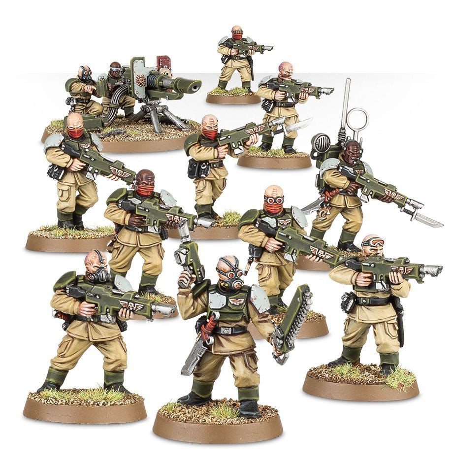 Astralshy's tweet photo. @DiscourseMinis Maybe you're remembering the GSC Brood Brothers box instead? That one consists of an infantry squad and a heavy weapons team. https://t.co/A1cZ1GBMFU