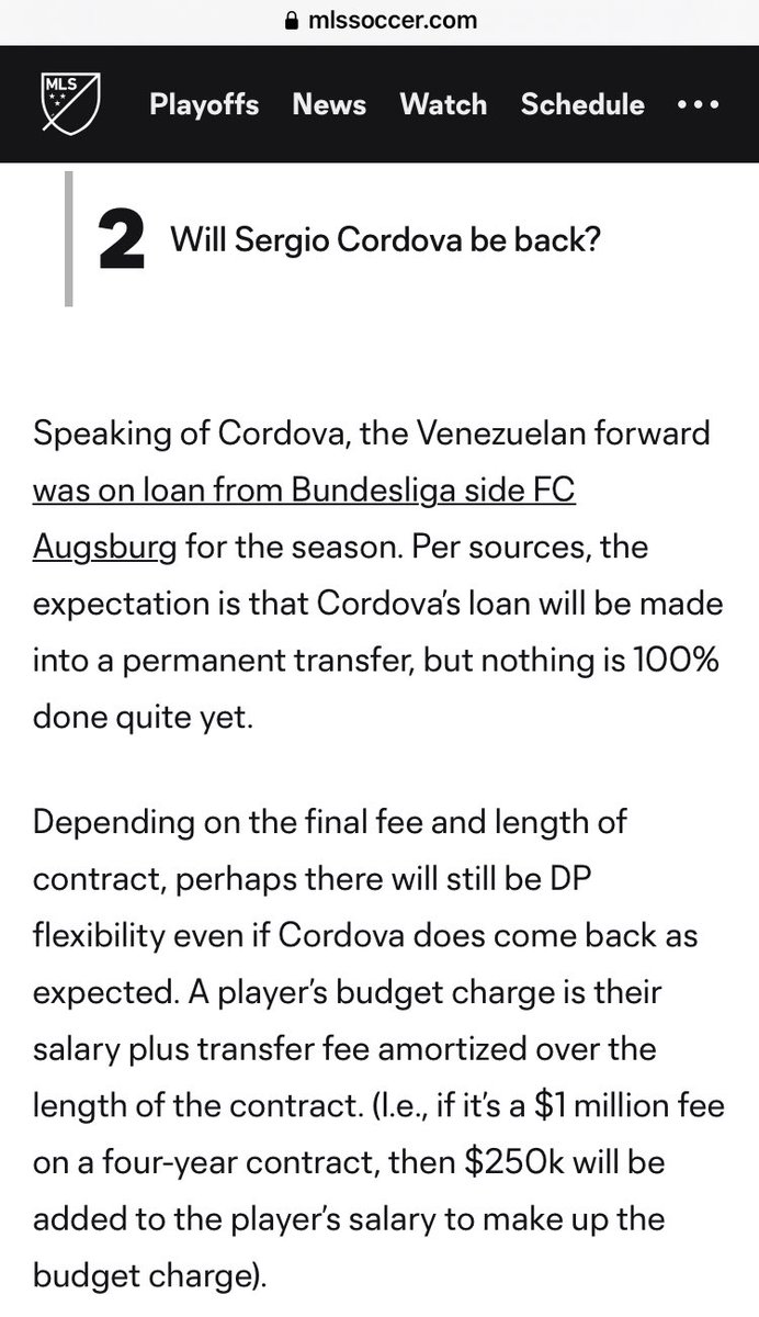 A nice #RSL & Sergio Cordova tidbit from @tombogert today. Looks like Cordova is likely coming back. Read the full article too, you won’t regret it: mlssoccer.com/news/three-big…