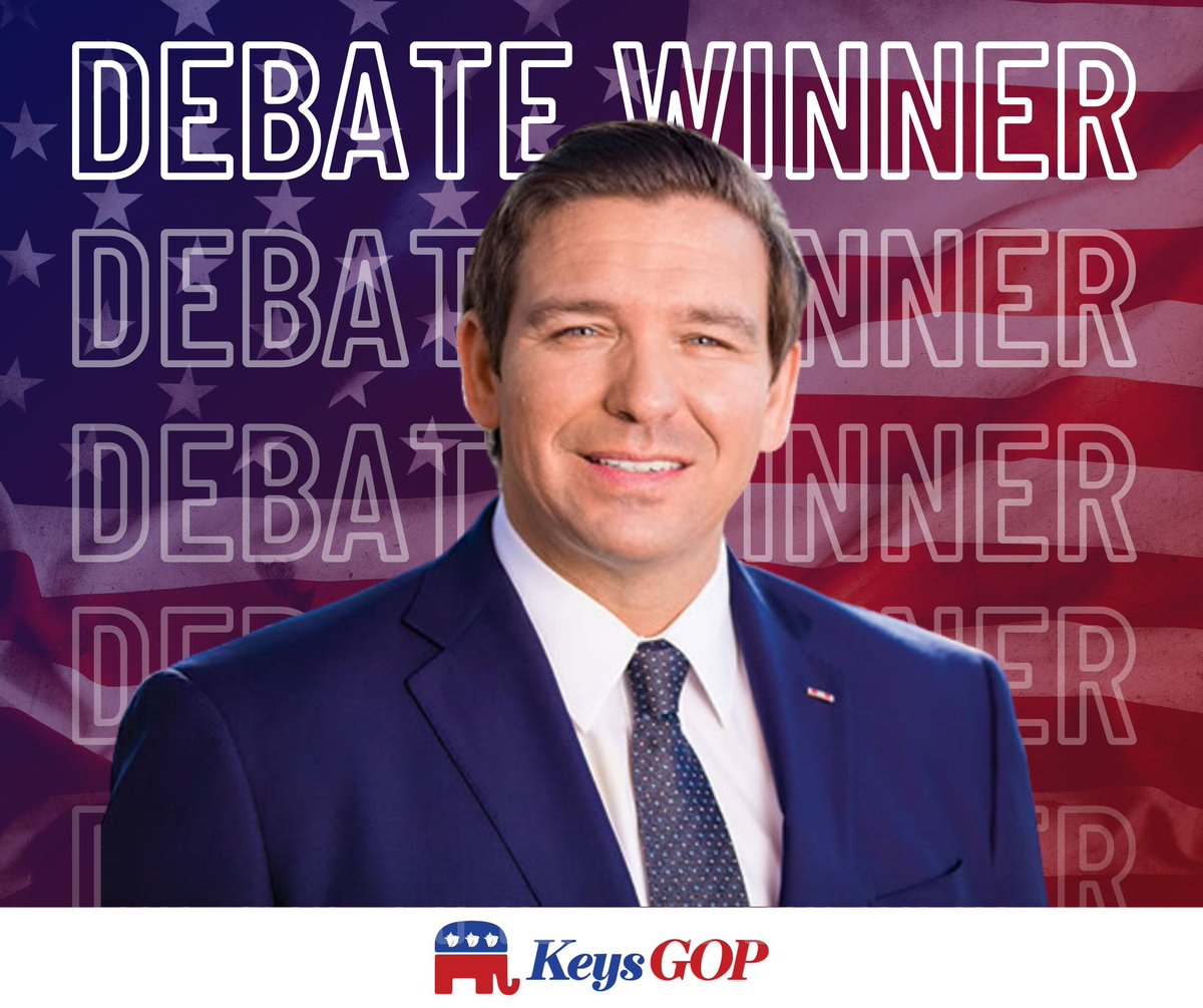 FloridaKeysGOP's tweet photo. ⚡️WE HAVE A WINNER ⚡️
The choice is clear this November. Governor @rondesantisfl is the CLEAR winner of this debate.
Onwards to victory 🇺🇸🐘
#FloridaKeys #DeSantis #KeepFloridaFree #MidtermElections #Elections2022 #DeSantisNuñez #KeysGOP #florida https://t.co/JOExFMU7S4