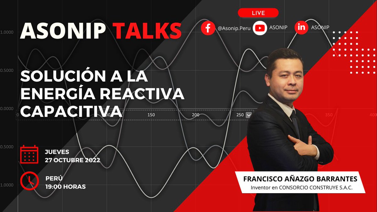 Asonip_Peru's tweet photo. #AsonipTalk: "Solución a la Energía Reactiva Capacitiva " #innovación #inventores

📢🇵🇪 Francisco Añazgo Barrantes, inventor en Consorcio Construye S.A.C.

🗓 Jueves 27 de octubre de 2022
🕕 7:00 p.m. (Perú)
🔴 Facebook Live, Youtube y Linkedin Live https://t.co/5YZR8VCLjF