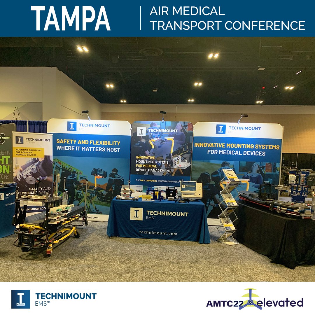 TechnimountSyst's tweet photo. Technimount EMS is proudly showcasing its latest solutions at #AMTC 22 Elevated in Tampa, Florida. Visit booth #1035 to discover unique and flexible solutions intended for Air and Ground Critical Care Transport. Let's have a conversation!🤝 
Learn more at: https://t.co/lSA00f4iYi https://t.co/4ZYlD4bR0J