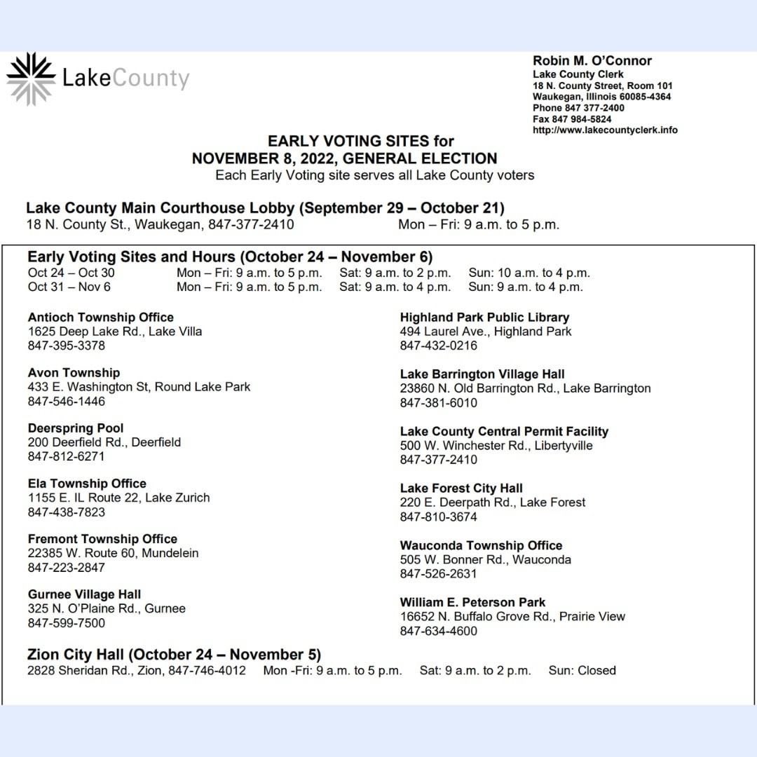CIPIllinois_'s tweet photo. ⏺️ LAKE COUNTY ⏺️
Early voting locations have opened in Lake County and they are open to all Lake County Residents. 

#cip #centerforimmigrantprogress #vote2022 #midterms2022 #tuvototuvoz https://t.co/7YQo2FOzgf