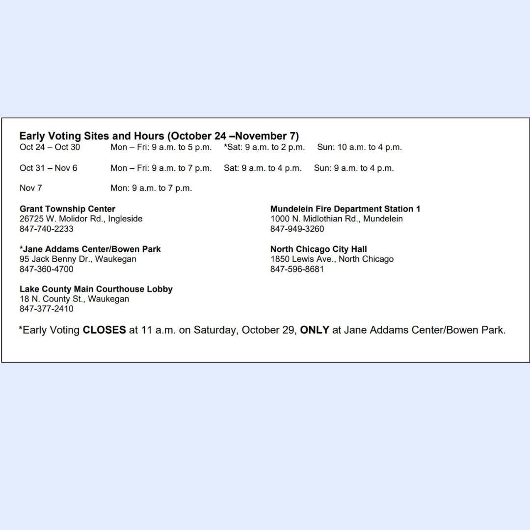 CIPIllinois_'s tweet photo. ⏺️ LAKE COUNTY ⏺️
Early voting locations have opened in Lake County and they are open to all Lake County Residents. 

#cip #centerforimmigrantprogress #vote2022 #midterms2022 #tuvototuvoz https://t.co/7YQo2FOzgf