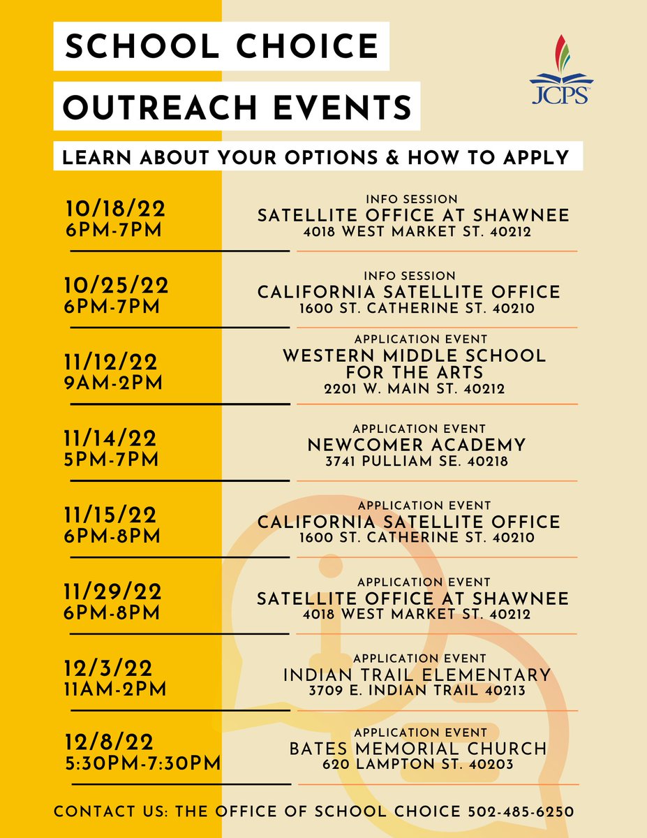 LindsayBale's tweet photo. The @JCPSKY application period opens Tuesday, November 1st. We will be all over the city helping parents and guardians complete applications. Come see us at one of our events! https://t.co/3pqSfCW1RD