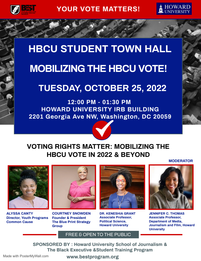 Alyssa Canty, our Director of Youth Programs, will be speaking tomorrow at <a href="/HowardU/">Howard University</a> on mobilizing the HBCU vote!

The event is free and open to the public.