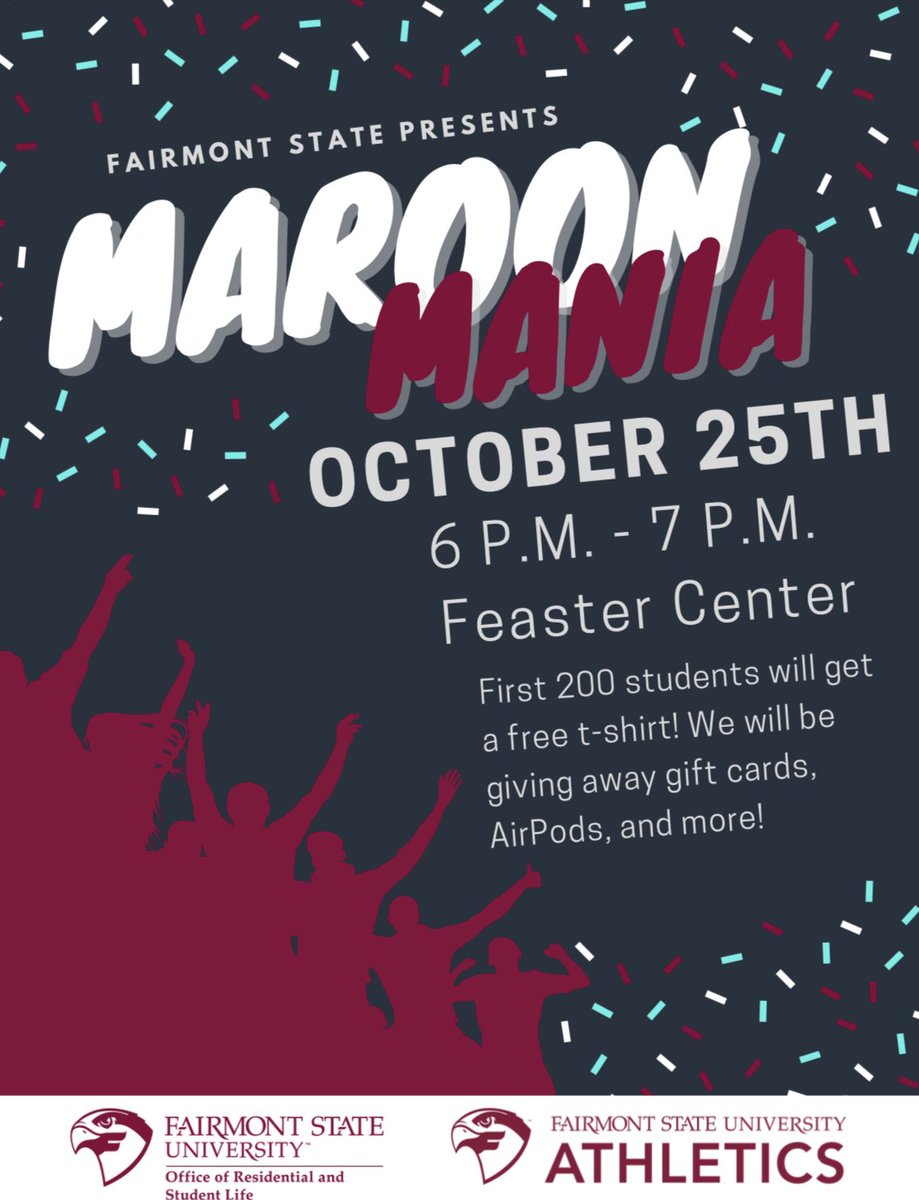 DO YOU LIKE FREE STUFF? DO YOU LIKE BASKETBALL? THEN MAROON MANIA IS THE EVENT FOR YOU! TOMORROW AT 6:00 PM! TONS OF PRIZES, INCLUDING AIRPODS, GIFTCARDS AND 250.00 IN FALCON DOLLARS!