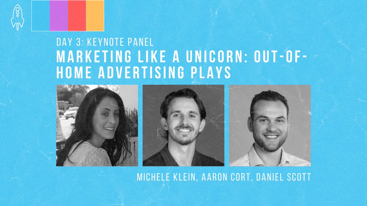 SDStartupWeek's tweet photo. For #SDSW2022 Day 3, we're featuring a keynote panel: Marketing Like a Unicorn: Out-of-Home Advertising Plays.

◽ Michele Klein, @CCOutdoorNA 
◽ Aaron Cort,  @clickup 
◽ Daniel Scott, @KandjiMDM 

 Get tickets: https://t.co/aCHjEj7gkn

#SDSW2022 https://t.co/q9HO2EAuM2