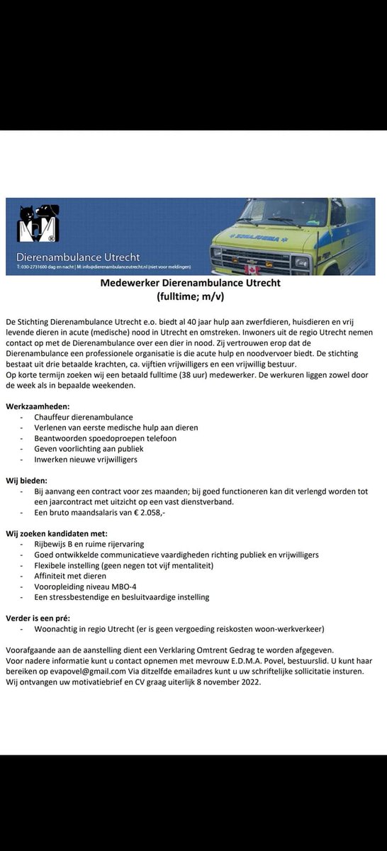 Vacature alert!

Betaalde fulltime functie