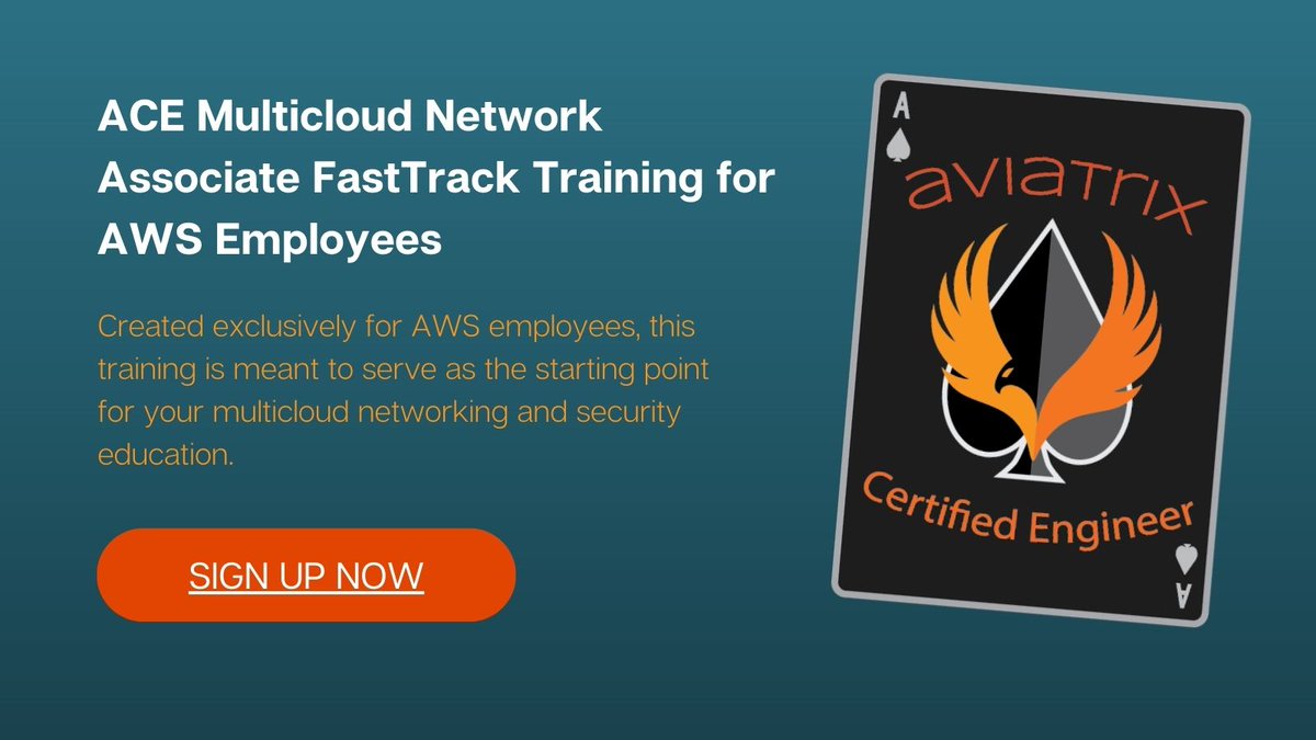 aviatrixtrc's tweet image. Are you an #AWS employee? Join us on Oct 27 for the #AviatrixACE Multicloud Network Associate FastTrack Training where you'll learn about proven design patterns for #multicloudarchitecture and key #networking and #security use cases.

Submit your interest: links.aviatrix.com/3DdA6CF