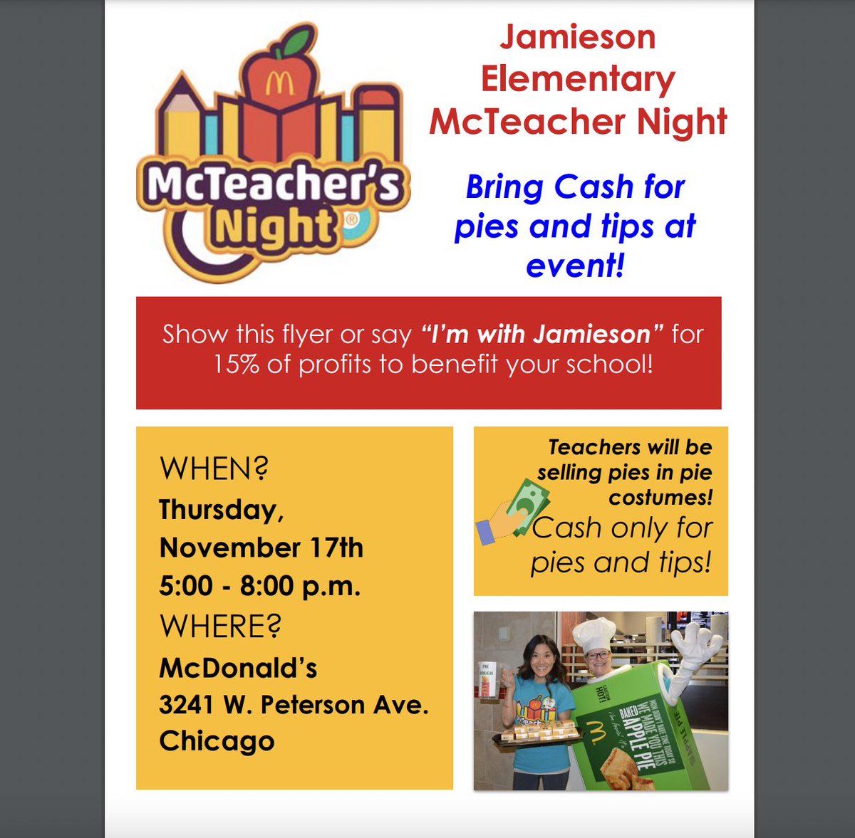 JamiesonSchool's tweet photo. Jamieson families: Save the date. Less than one month away - Nov 17th. https://t.co/Z1YJG99hkC