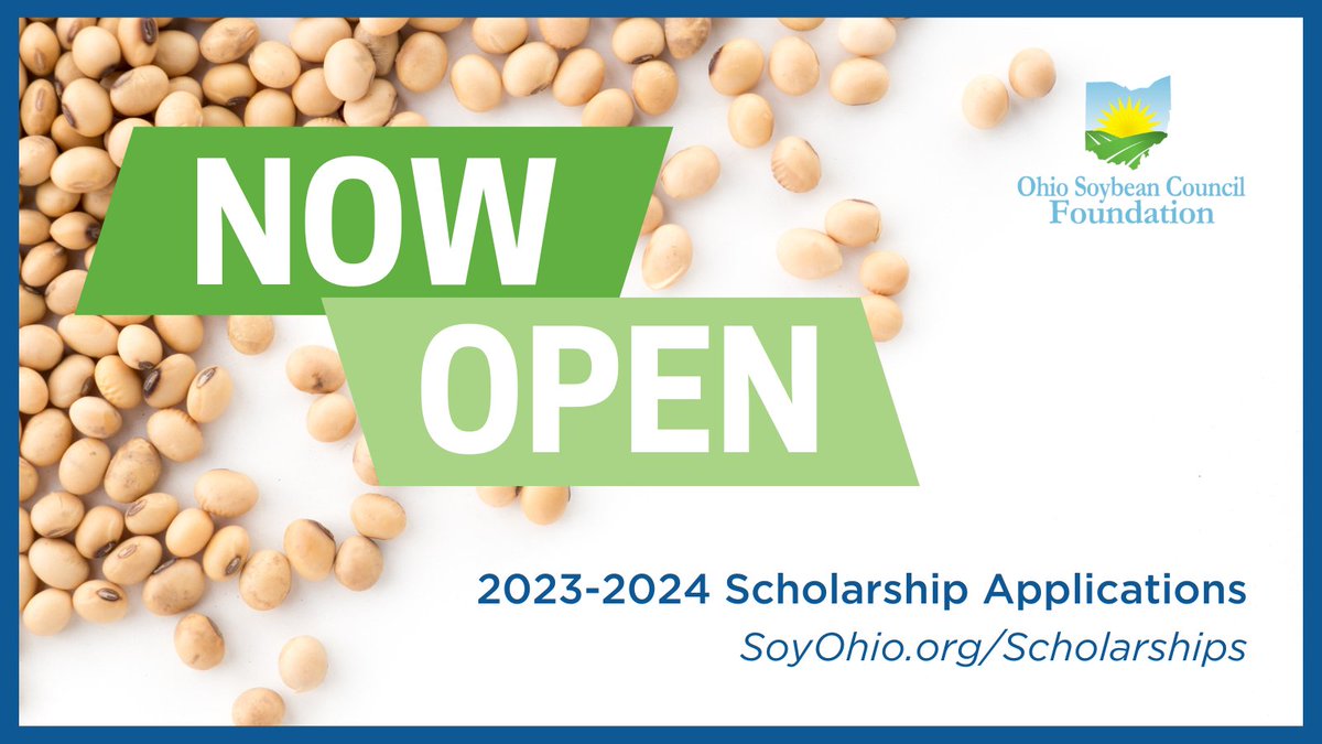 Ohiosoycouncil's tweet photo. Applications for the 2023-2024 OSCF Scholarships are NOW OPEN! 🎓

Visit https://t.co/ycSj9CJ8yH for more information, to learn about a NEW #scholarship opportunity and how to apply. https://t.co/qhmQUDwqtY