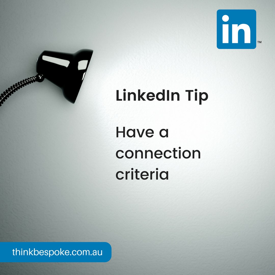 thinkbespoke's tweet photo. Do you have a connection criteria on LinkedIn? You should! It can be based mutual connections or relevant industries. Don't just ignore the invites, they may be new opportunities.

Subscribe to our e-insights for more #LinkedIn updates. https://t.co/uVwjw9r4kB 

#LinkedInTip https://t.co/8sAtJNtsai