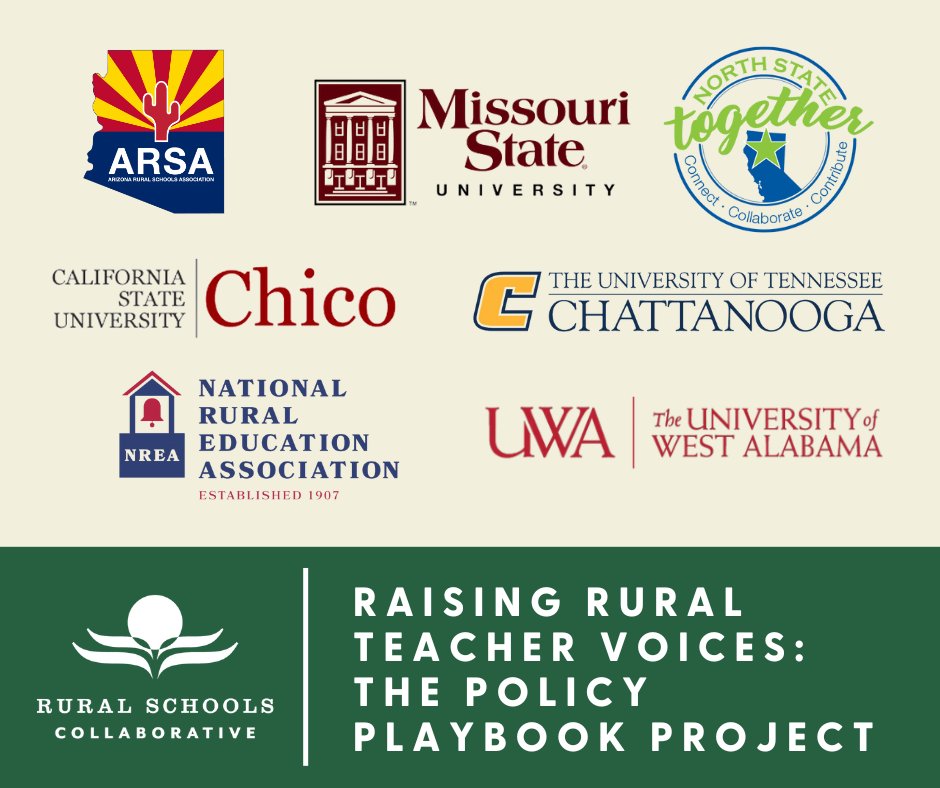 As announced at the 2022 #RuralEdForum, RSC and @nrea1 are excited to release the Policy Playbook Project report. This collaborative work spanned more than a year across five rural-serving organizations in unique regions of the US. Learn more: ruralschoolscollaborative.org/stories/emergi…
