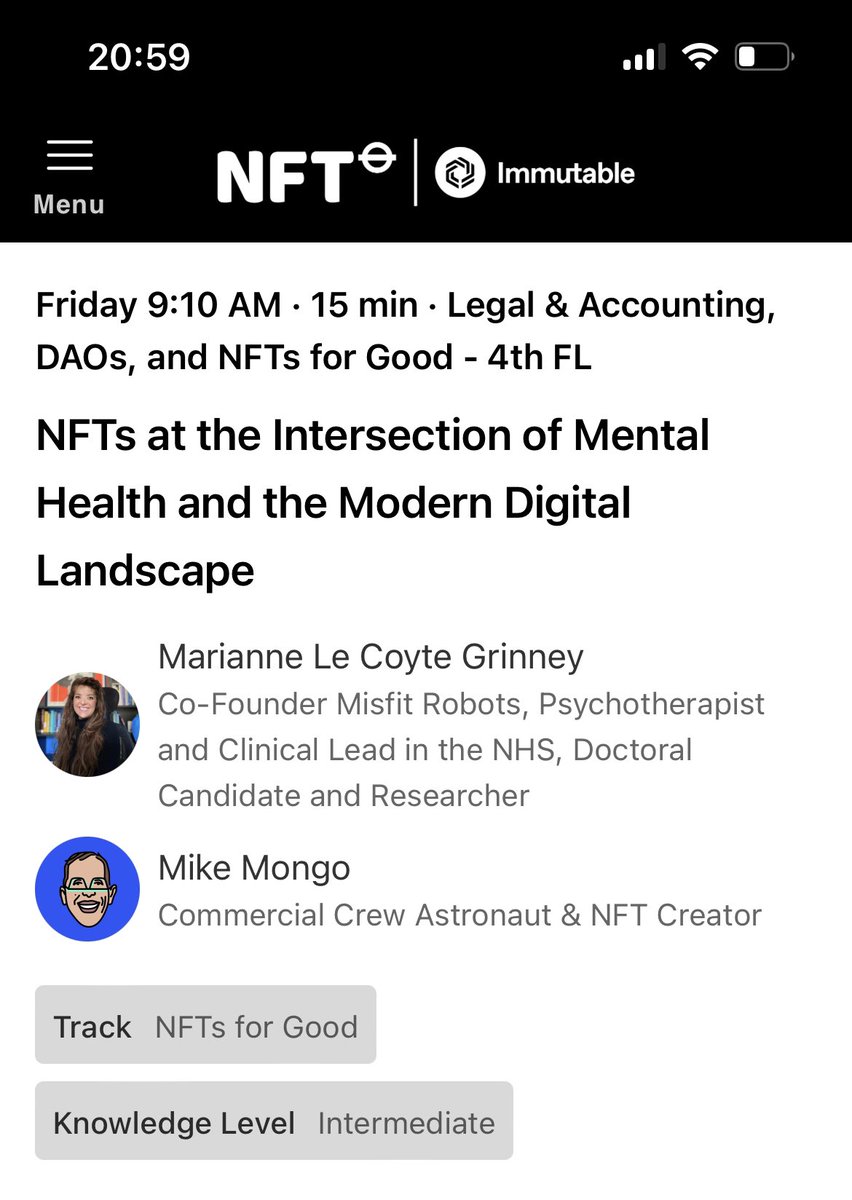 @PowerOfWomenNFT @NFT_NYC Thank YOU @leahsams I’ll be there with @DougHardman - we’re also at the Speaker Dinner! @MikeMongo and I are on bright at early at 09:10 on the Friday 💜🧠💜