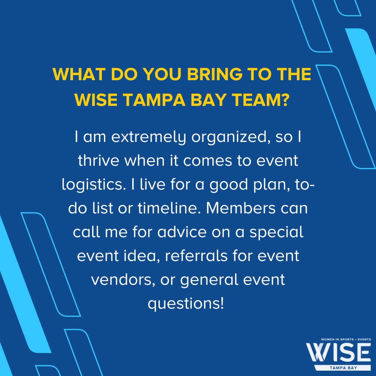 WISETampaBay's tweet photo. Monday Member Spotlight - Meet @jgrooms_TBSC, Director for @GrowEventsEDI who also serves as our Event Committee Co-Chair creating educational and inspirational events for our #WISETB Community.
#womeninsports #womeninbusiness #wisespotlight https://t.co/jO4aEFmGjf