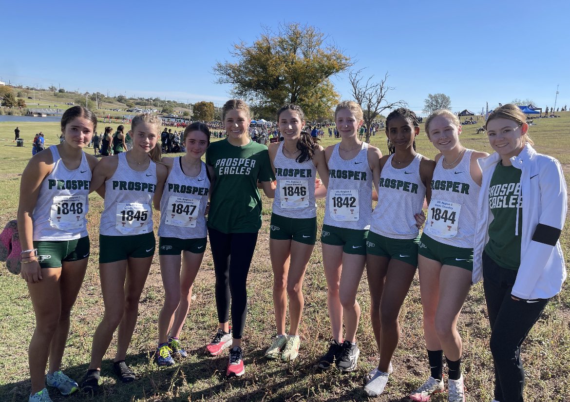 ProsperXCTrack's tweet photo. We are so proud of our PXC Teams! The Lady Eagles finished 6th and The Eagles finished 3rd out of 24 teams! Shewaye Johnson finished 7th and Jack Johnston 4th, both earning All Region Honors. The boys team and Shewaye Johnson are state bound! RTB #ProsperProud 💚🦅 https://t.co/Fx8bKLR12U