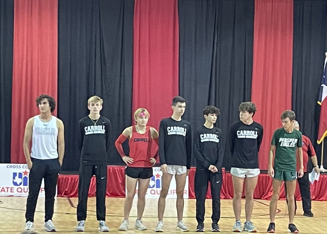 ProsperXCTrack's tweet photo. We are so proud of our PXC Teams! The Lady Eagles finished 6th and The Eagles finished 3rd out of 24 teams! Shewaye Johnson finished 7th and Jack Johnston 4th, both earning All Region Honors. The boys team and Shewaye Johnson are state bound! RTB #ProsperProud 💚🦅 https://t.co/Fx8bKLR12U