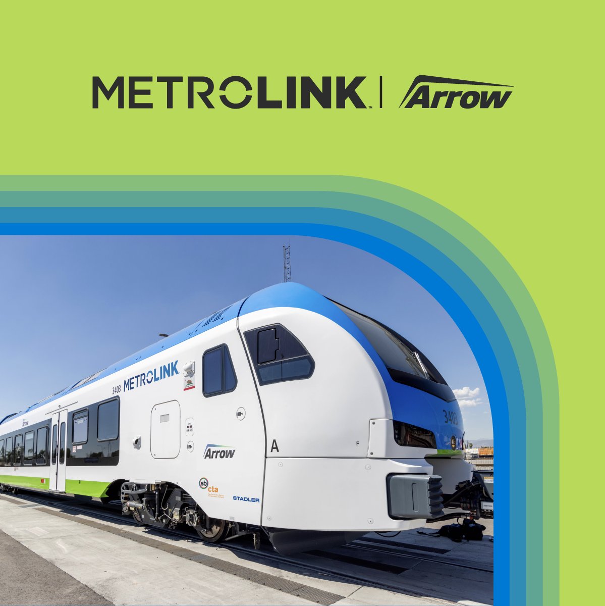 Metrolink's tweet photo. It’s not just a train. It’s your superpower. Introducing #ArrowService, running daily between San Bernardino and Redlands. Featuring new low-emission Clean Diesel engines, it’s good for you and the planet. #takethetrain

Learn more at https://t.co/4CBKkhQxML https://t.co/W5zsRiUyrn