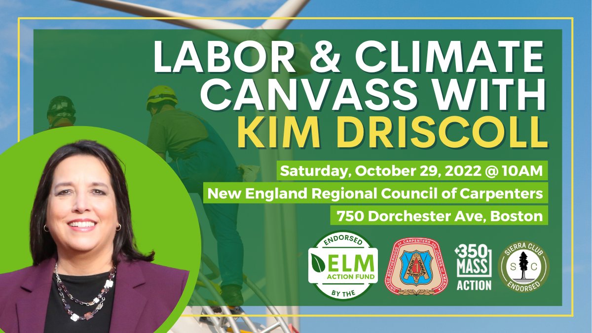 This Saturday: Come join @MayorDriscoll, @EnviroLeagueMA Action Fund, @NASRCC_UBC and more as we kick off a canvass for the Healey/Driscoll ticket - we have the opportunity to grow our clean energy sector and create thousands of good-paying, sustainable jobs