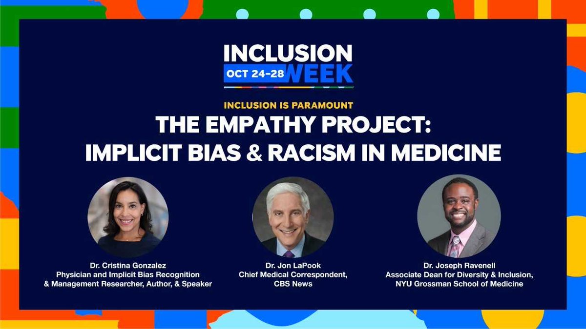NYUEmpathy's tweet photo. Everyone is a patient. We hope to share important information with the @paramountco family about why we are teaching the tools of #empathy to our medical students @nyugrossman and how it applies to everyone @DrLaPook @CristinaMDNYC @hypertensionmd #InclusionIsParamount #Diversity https://t.co/RQ7430xqRN