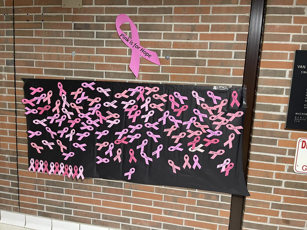 DieckSCCS's tweet photo. Our #PinkIsHope Wall continues to grow! We have raised $469 as a school community. We still have a week to go with our Pink Cotton Candy Fundraiser on Wednesday! #Fearless #PinkIsHope #DieckStrong https://t.co/9HqzaGDHBD
