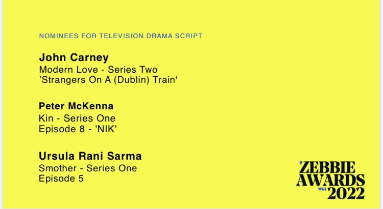 WritersGuildIRL's tweet photo. And the Zebbie for best Tv Drama goes to……@ursularanisarma What a win for such a talented writer! https://t.co/5uOu2vnzL6