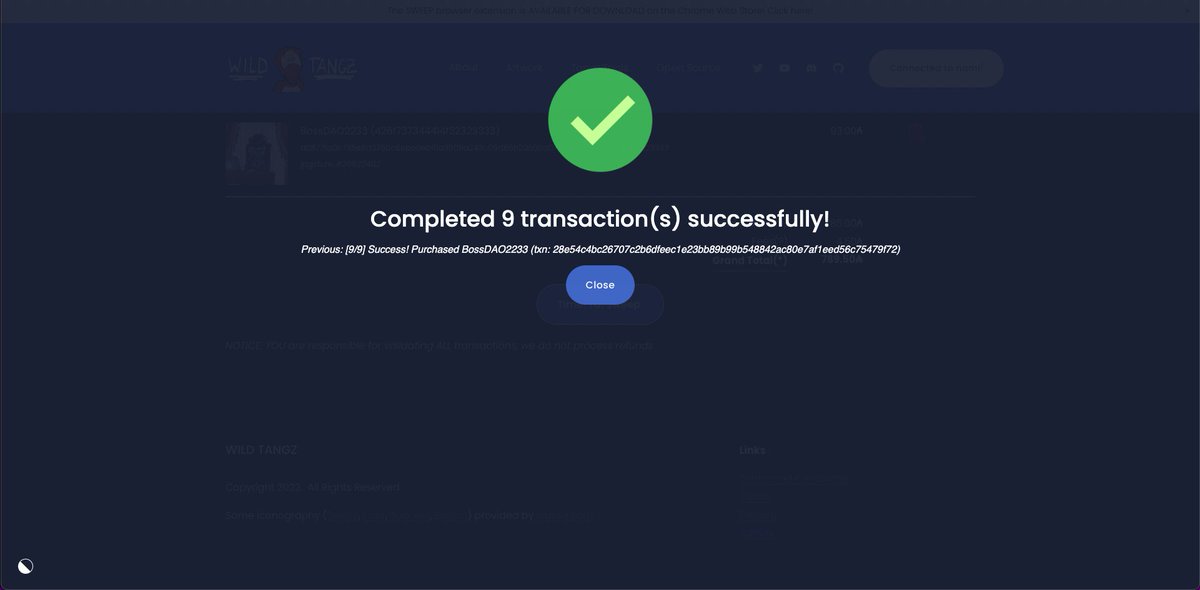 Just swept the floor of <a href="/TheBossDAO/">Boss DAO 🏛️</a> with the <a href="/WildTangz/">Wild Tangz</a> sweeping extension. Highly recommended for any degen buying #NFTs on #Cardano