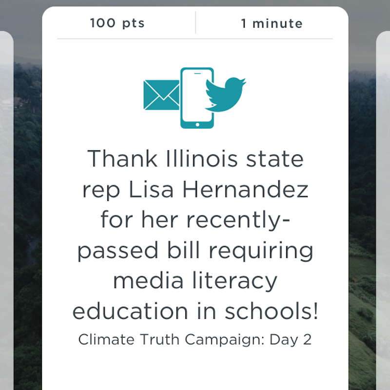 MyClimateApp's tweet photo. ACTION OF THE DAY: Thank Illinois state rep Lisa Hernandez for her recently-passed bill requiring media literacy education in schools!

Download the Climate Action Now app to take this action and thousands of others!