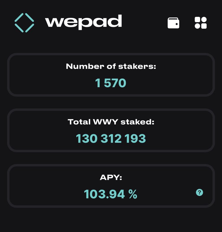 zermooz1's tweet photo. Boom 💥
Weway Staking on @WePad_IDO
APY - 103%!!!
Don’t miss the opportunity to get passive income
#WWY #WWMB #f2e #p2e #WeWay https://t.co/NYFDIrWOJR