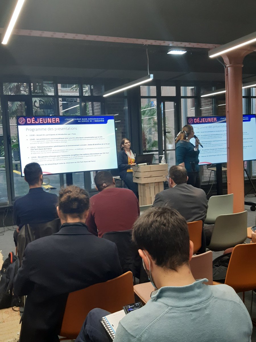 IOTcluster's tweet photo. Retour en images !⚡️ Jeudi 20/10, vous étiez nombreux lors du déjeuner Electronique Basse Consommation
➡️Des sujets attrayants : les technologies #BasseConsommation, #IA #frugale, #télécommunications radiofréquences, architectures neuromorphiques...
@Pole_iTrans @CEA_Officiel https://t.co/VuzQyTe9GQ