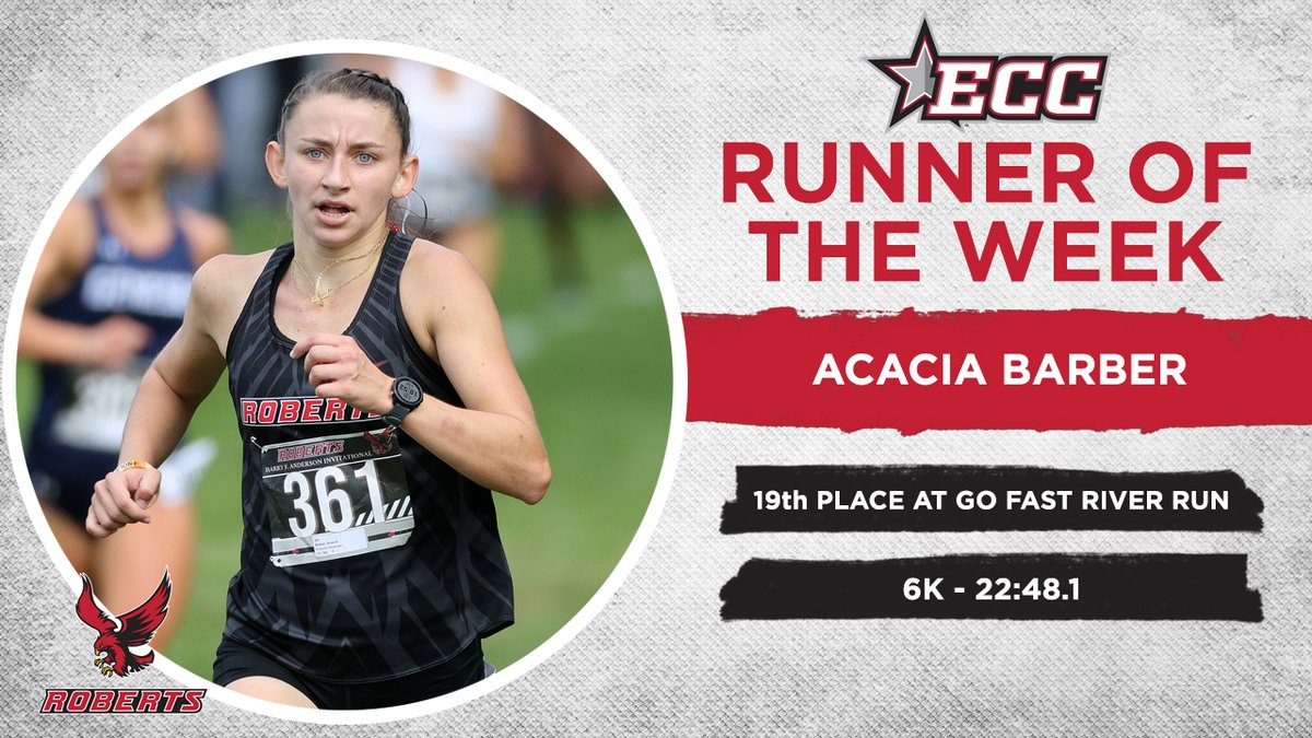 ECCSports's tweet photo. ECC Women's Cross Country Runner of the Week - Acacia Barber, @RobertsRedhawks
https://t.co/pOfZJ3zBwA https://t.co/cQY5tTgJib