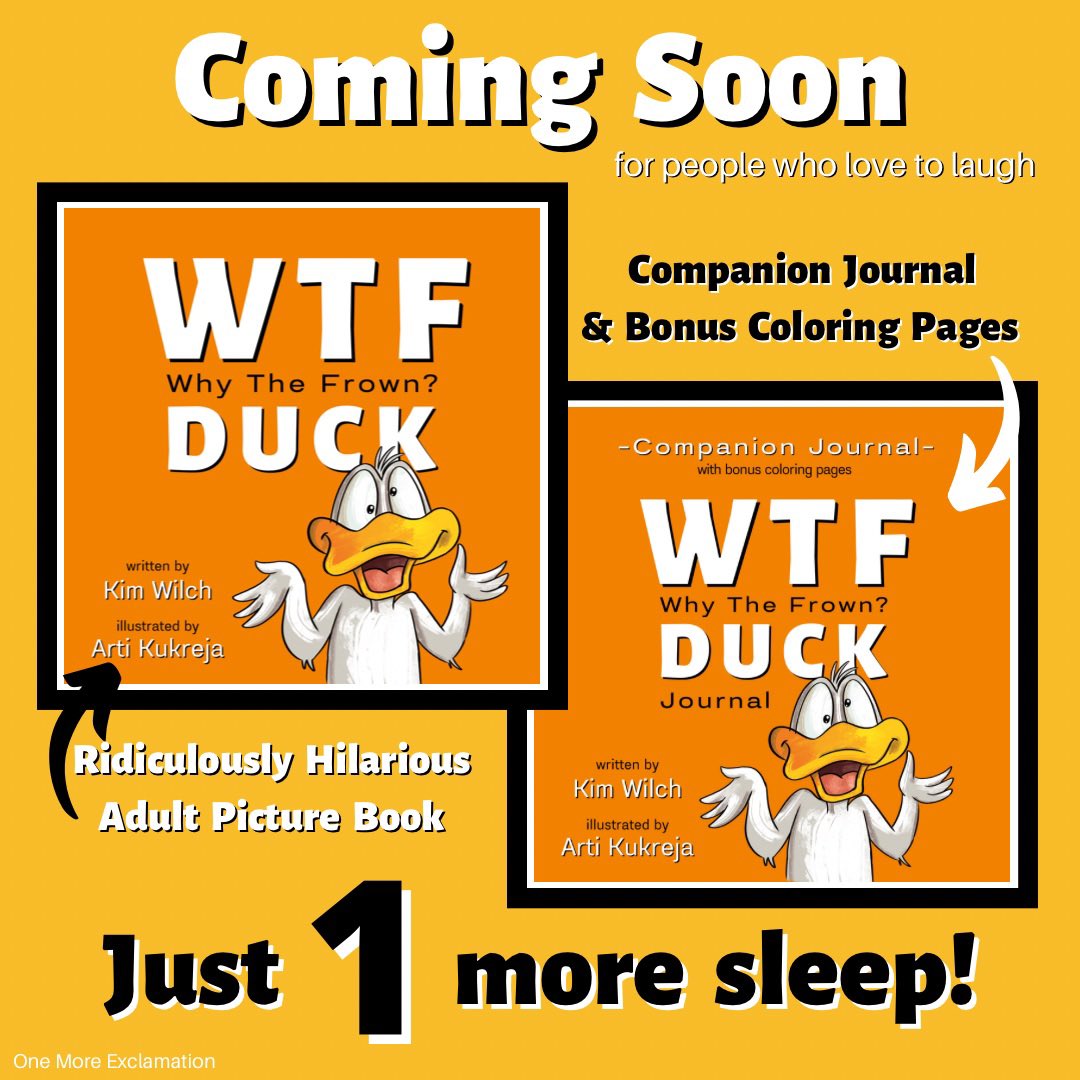 ONE MORE SLEEP! 

I’m getting so excited. Check back tomorrow for all the details! 🐥 🧡 🐥 

#wtfduck #onemoreexclamation #newrelease #adultpicturebook #humor #sarcasm #snarky #journal #journaling #colorbook #coloringbook