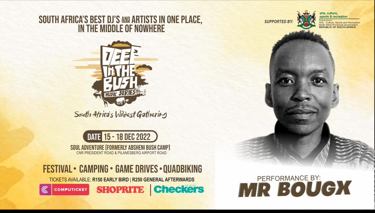 Mr_Bougx's tweet photo. #DeepInTheBush #camping coming up soon in #Rustenburg its going to be a jol with @MrBougx on the lineup🙏
View the new post by @YeloshadzRecord on @BoomplayMusic.
https://t.co/d2mcQ4voIl
#DeepIntimacy #MatureMusicForMaturePeople
#Mogwase my #town 🥰 https://t.co/HTxxdCrwbN