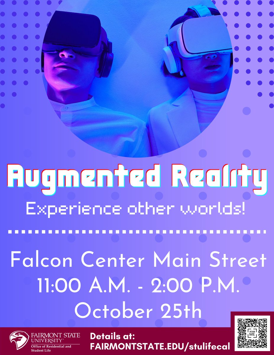 Sadly, augmented reality has been cancelled for tomorrow due to issues and circumstances out of our control.  We are working with the company to for a new date in the Spring term.