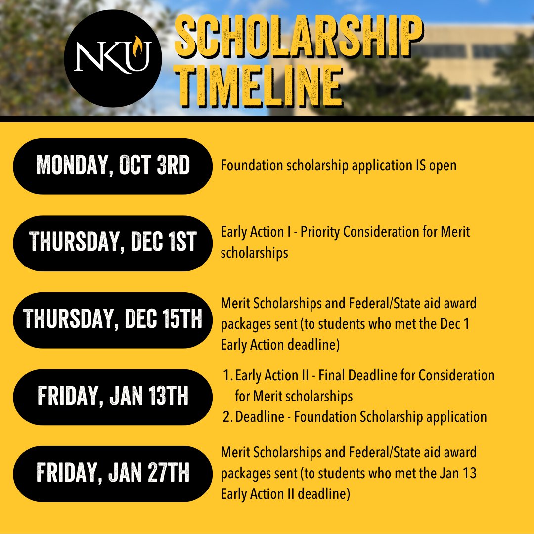 BeANorse's tweet photo. We have a new scholarship timeline for the 2023-2024 academic year. Apply for scholarship consideration early to ensure you meet the deadlines. Visit https://t.co/E2IILkz7J7 to apply. https://t.co/Q8asmJr6jI