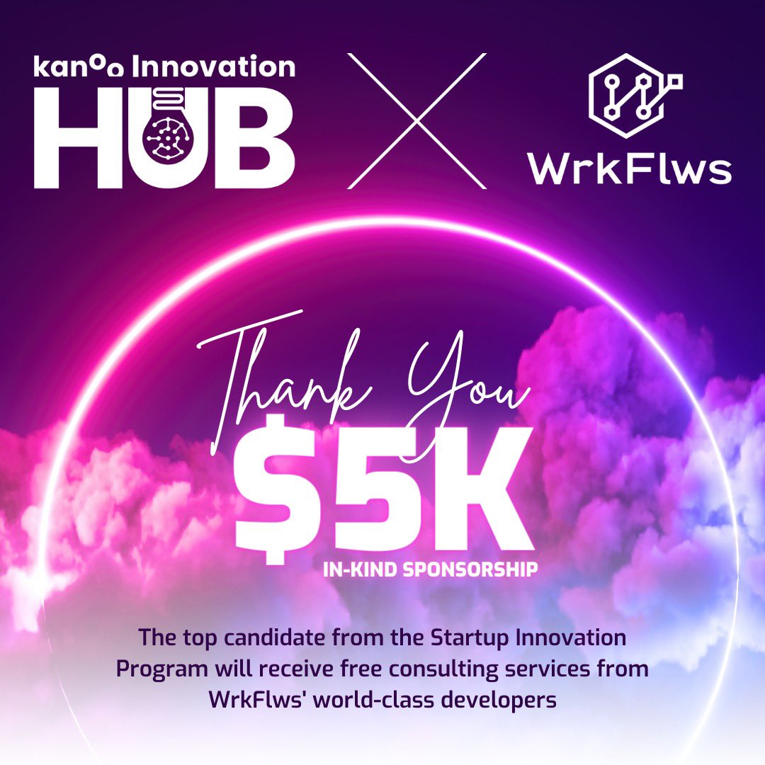KanooInnovation's tweet photo. Thank you WrkFlws!

Thanks to our sponsor Wrkflws, one of the prizes the top graduate will receive from the Startup Innovation Program is $5,000 of in-kind developer hours from this leading blockchain-based business automation platform with world-class developers. https://t.co/rfOHGvOmd6