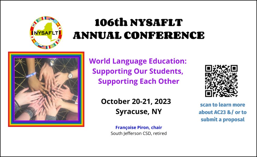 NYSAFLT's tweet photo. #NYSAFLT22 may be over, but planning for #NYSAFLT23 is already underway! Submit a proposal today. See you in Syracuse! https://t.co/C6jACk4QQH