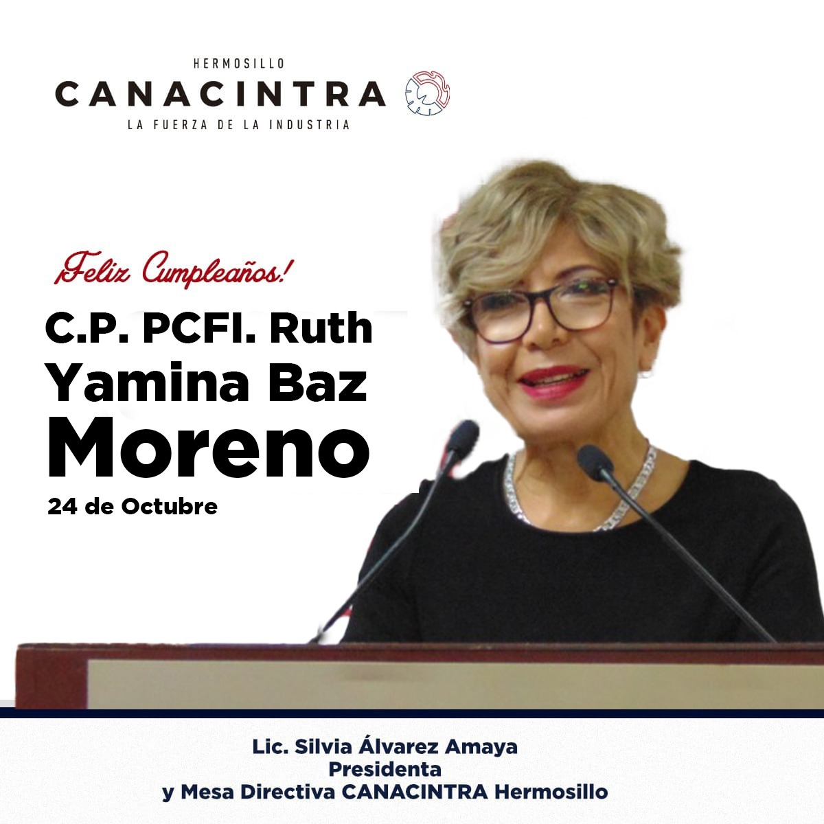 CanacintraHmo's tweet photo. #CANACINTRAHmo felicitamos a @ryamibaz Presidenta @IMCPSONORA  por su cumpleaños, nuestros mejores deseos. https://t.co/SJ6IYGpaXO
