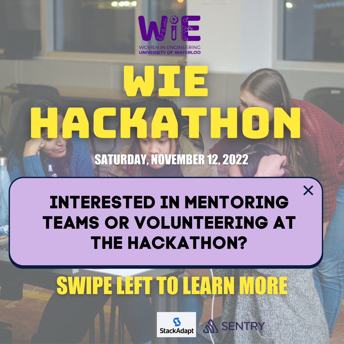 📣Attention all UWaterloo Alumni, faculty, staff and students📣 We are looking for volunteers and mentors to support the Women in Engineering (WiE) Hackathon taking place on Saturday, November 12, 2022. Check out our link in bio to learn more‼️