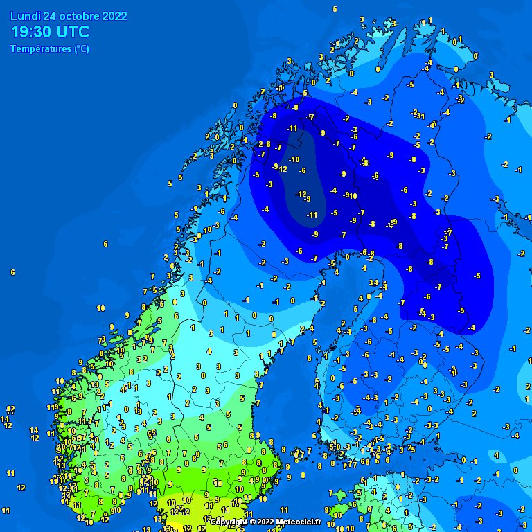 London & Southeast 🍁🍂🍃 on Twitter "Getting cold in Scandinavia with snowfall in the forecast in