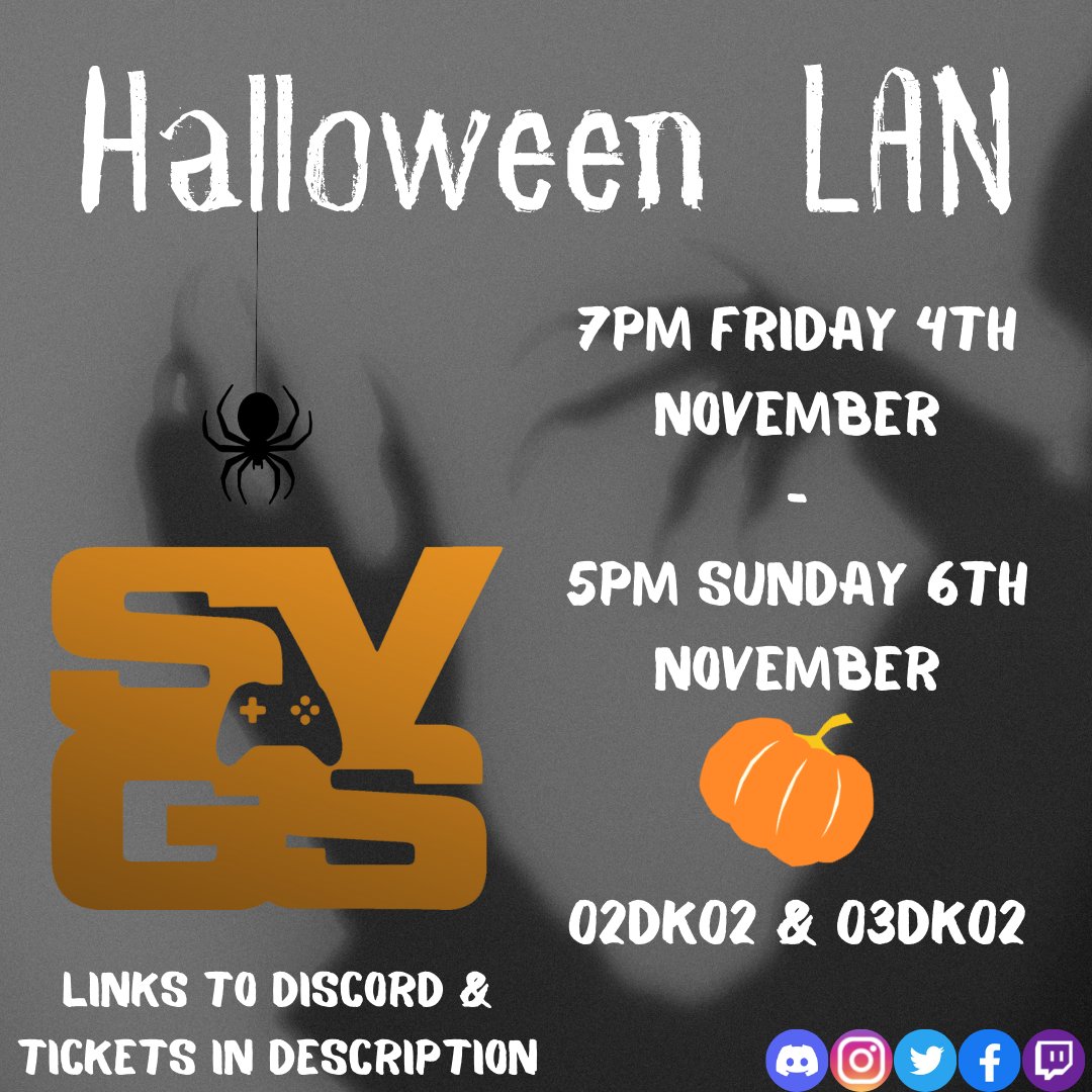 The November LAN Party is coming up!
More information can be found on our discord, which can be found at:
discord.gg/surreyvgs

Tickets can be bought here:
ussu.co.uk/activity/clubs…

Hope to see you there!