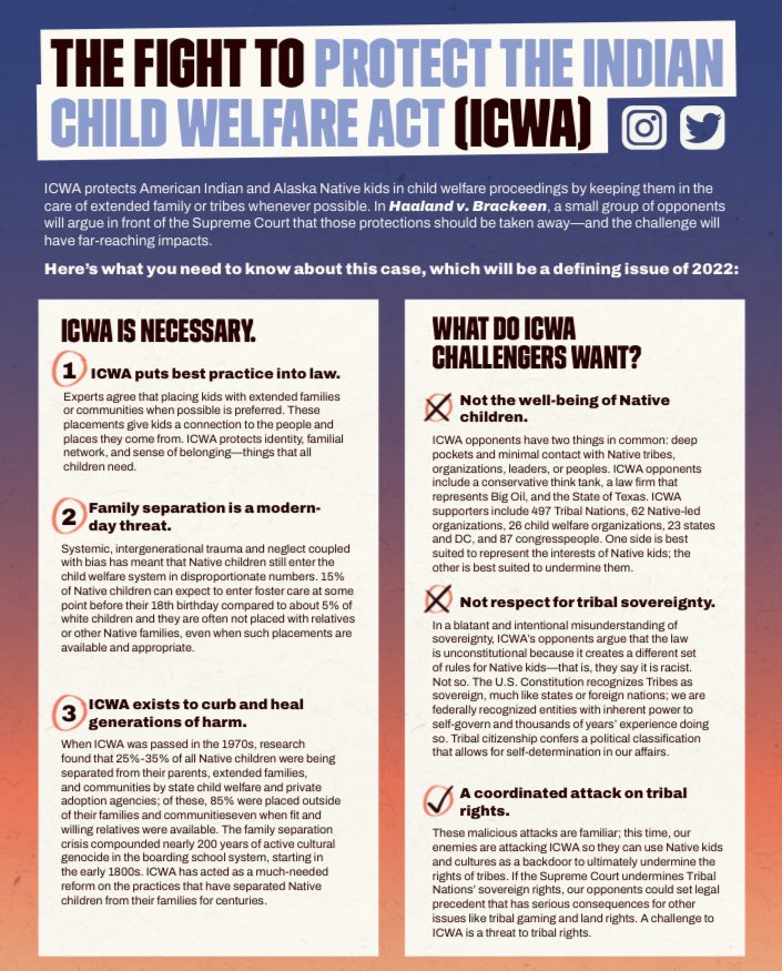 spacejamkamart's tweet photo. The Indian Child Welfare Act is under attack and I would like to post some info and what you can do to help. Here is a one pager with info on what’s happening. You can also text PCCPGW to 50409 where you can instantly send a letter to your state representatives https://t.co/cZZvqIly4s