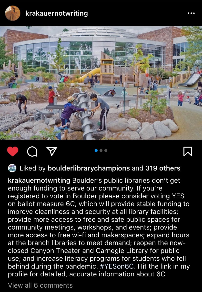 WeLoveBPLibrary's tweet photo. ❤️ #YesOn6C Big gratitude to nationally acclaimed author Jon Krakauer for his support https://t.co/43kaHyc2TH