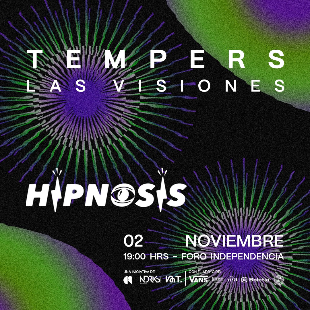 indierocks's tweet photo. #PromoIR 🎁 || Sale la promo para ganar accesos dobles al concierto de @tempersmusic en el Foro Independencia de Guadalajara. Cortesía de @HipnosisMX. https://t.co/caz4DoF7fi 👁️ https://t.co/esFkkAZC66