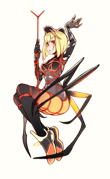 Orb-Weaver Spider Girl  October Sticker Club reward inspired by shibari Don't get caught in her web! 