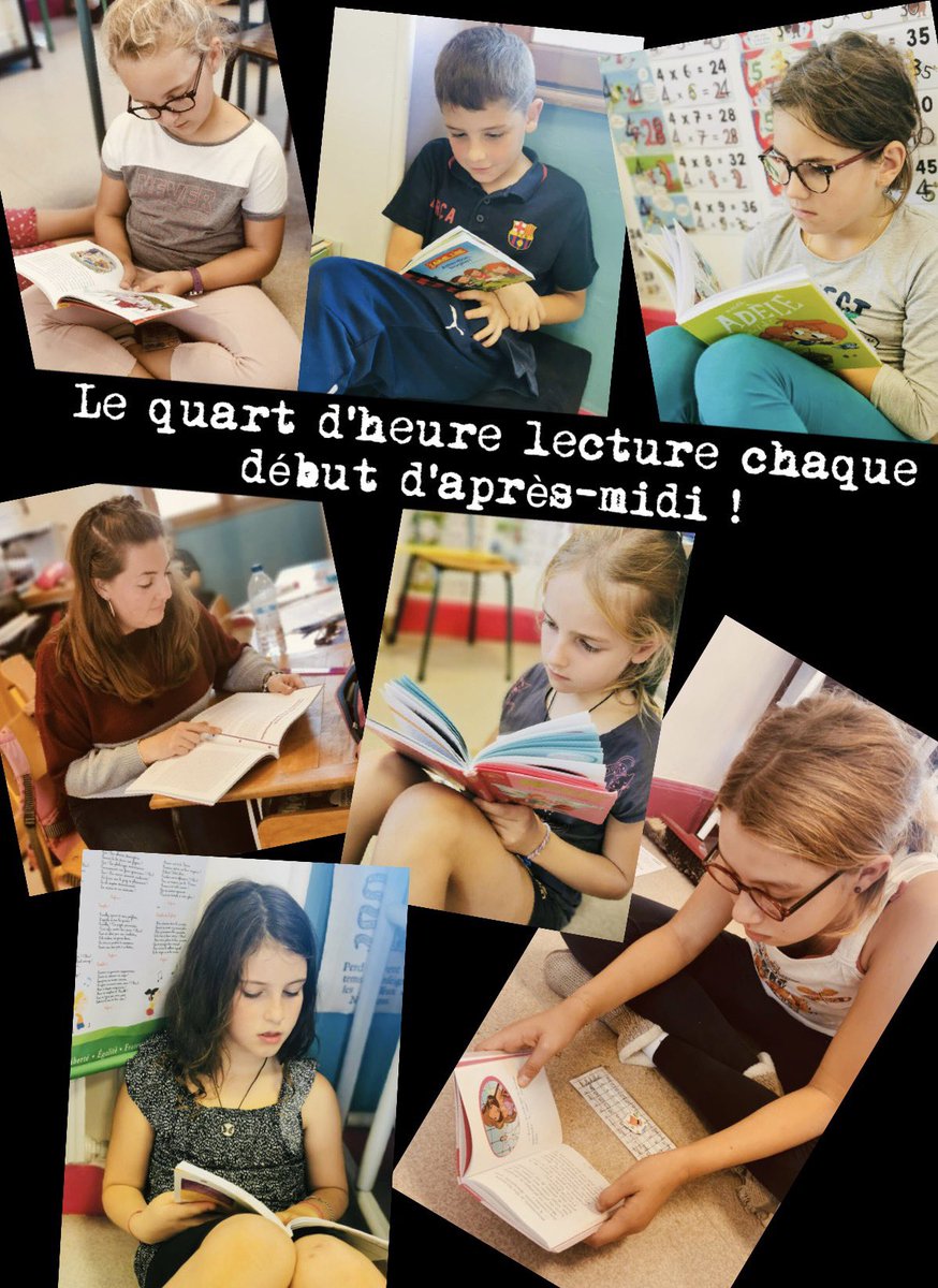 SarahPanda43's tweet photo. 📖A l’initiative de @BenmiloudKarim, recteur d’académie,ce quart d’heure lecture dédié au plaisir de lire a été mis en place à l’école dès le début d’année scolaire! Munis du livre de leur choix, élèves et adultes profitent ensemble du silence et du temps qui s’arrête, pour lire! https://t.co/HyB9WBc5lx